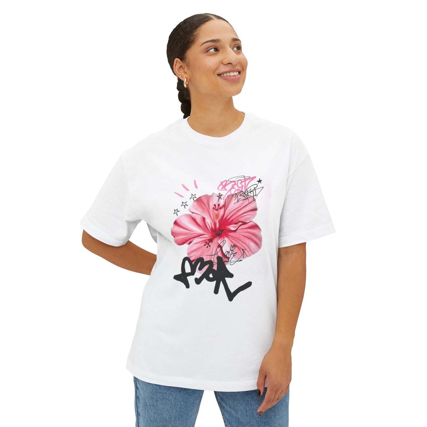 Pink Hibiscus Streetwear Graphic T-shirt